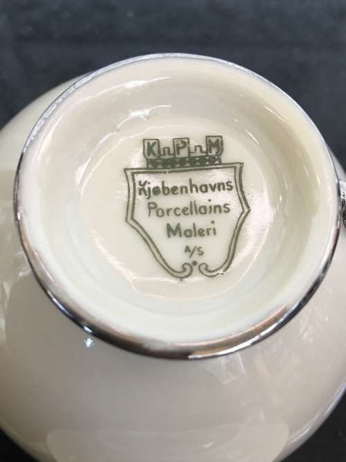 Rare KPM Kjebenhavns Porcellains Maleri A/5 Marked Biscuit & Silvert Gilt Duo Demmitasse