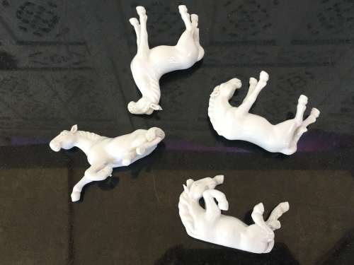 4 Vintage Chinese Blanc De Chine Horses at Play -Detailed Porcelain Horse Figurines