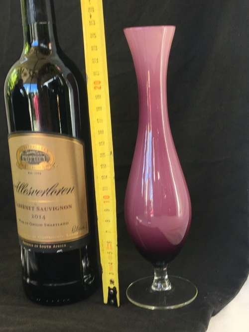 Stunning Tall Hand Blown Pink Pedastal Vase