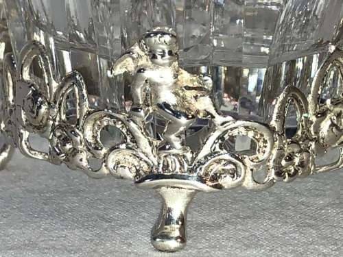 ALBERT BODEMER(GERMANY)  .835 HALLMARKED SILVER AND CUT CRYSTAL TRINKET / RING DISH