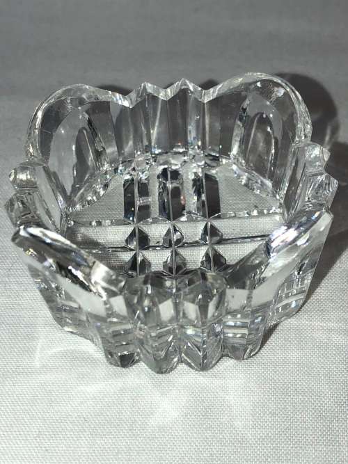 ALBERT BODEMER(GERMANY)  .835 HALLMARKED SILVER AND CUT CRYSTAL TRINKET / RING DISH