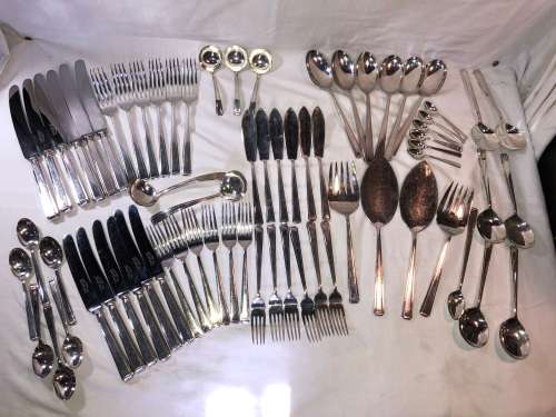 MASSIVE SELECTION COOPER BROTHERS & SONS ART DECO STYLE STAINLESS STEEL CUTLERY - 72 PIECES