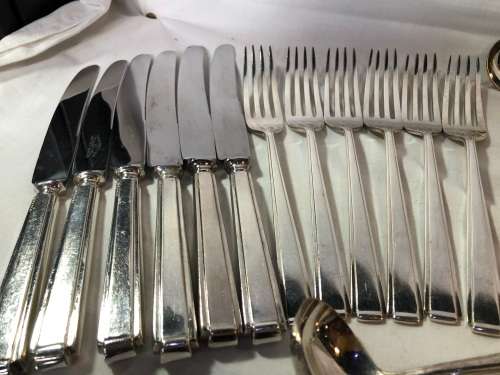 MASSIVE SELECTION COOPER BROTHERS & SONS ART DECO STYLE STAINLESS STEEL CUTLERY - 72 PIECES