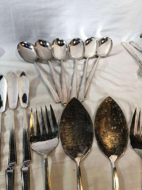 MASSIVE SELECTION COOPER BROTHERS & SONS ART DECO STYLE STAINLESS STEEL CUTLERY - 72 PIECES