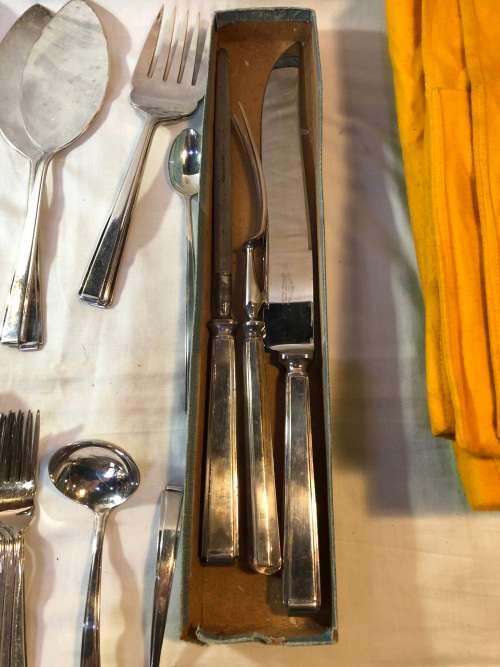 MASSIVE SELECTION COOPER BROTHERS & SONS ART DECO STYLE STAINLESS STEEL CUTLERY - 72 PIECES