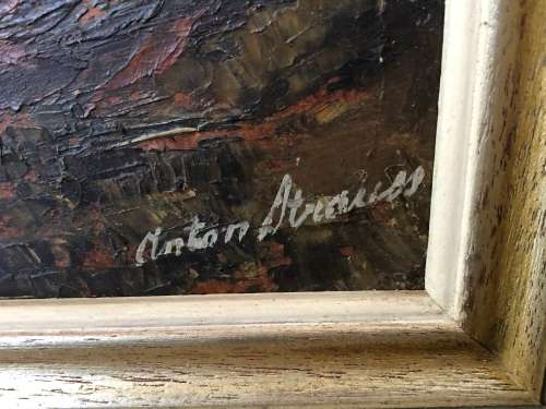 INVESTMENT ART !!! ANTON STRAUSS (SA 20th C) AMAZING FRAMED OIL ON BOARD PAINTING TITLED ON THE REAR