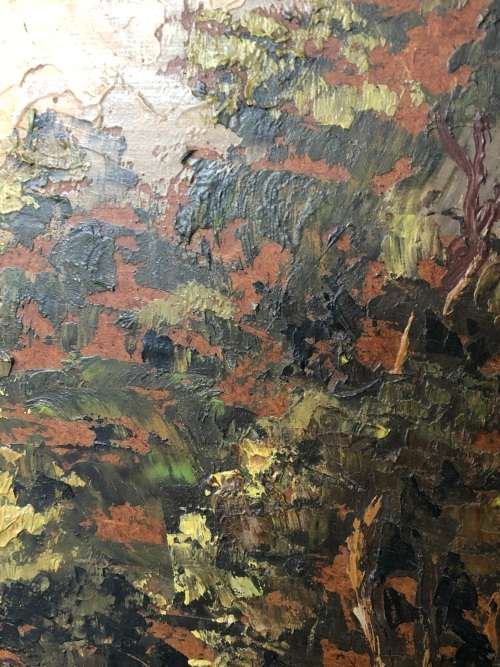 INVESTMENT ART !!! ANTON STRAUSS (SA 20th C) AMAZING FRAMED OIL ON BOARD PAINTING TITLED ON THE REAR