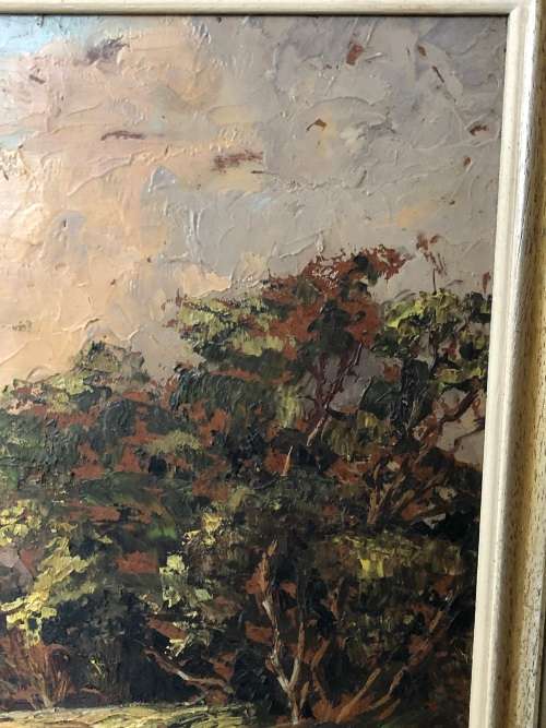 INVESTMENT ART !!! ANTON STRAUSS (SA 20th C) AMAZING FRAMED OIL ON BOARD PAINTING TITLED ON THE REAR