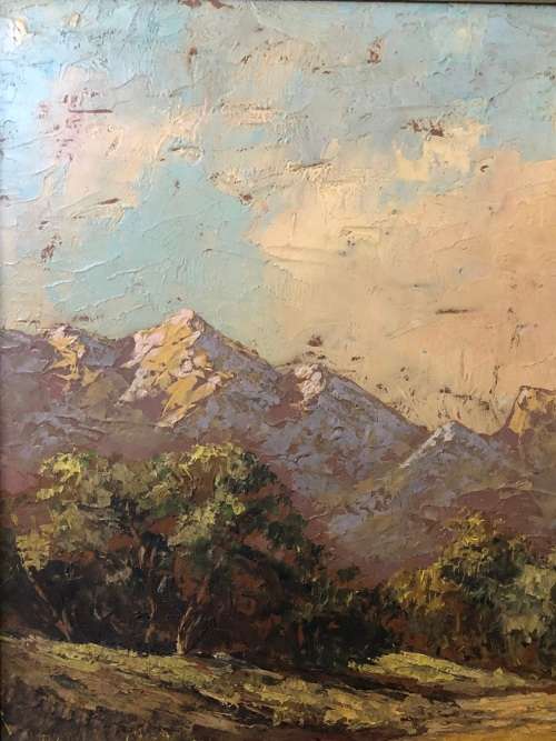 INVESTMENT ART !!! ANTON STRAUSS (SA 20th C) AMAZING FRAMED OIL ON BOARD PAINTING TITLED ON THE REAR