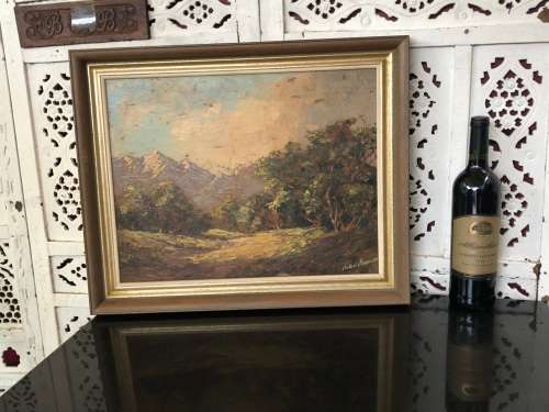 INVESTMENT ART !!! ANTON STRAUSS (SA 20th C) AMAZING FRAMED OIL ON BOARD PAINTING TITLED ON THE REAR