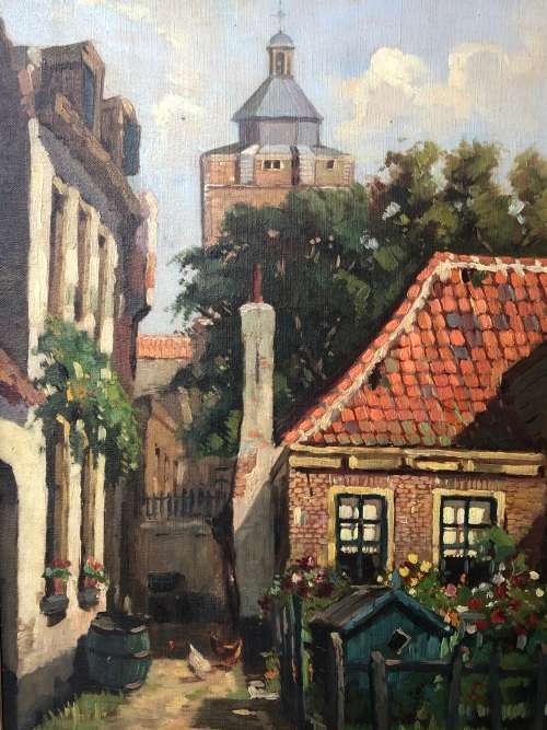 WOW !!! STUNNING FRAMED OIL ON CANVAS PAINTING BY DUTCH ARTIST G. VAN DOORN - 20th CENTURY