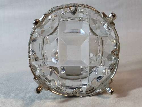 ALBERT BODEMER(GERMANY)  .835 HALLMARKED SILVER AND CUT CRYSTAL TRINKET / RING DISH