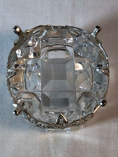ALBERT BODEMER(GERMANY)  .835 HALLMARKED SILVER AND CUT CRYSTAL TRINKET / RING DISH