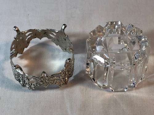 ALBERT BODEMER(GERMANY)  .835 HALLMARKED SILVER AND CUT CRYSTAL TRINKET / RING DISH