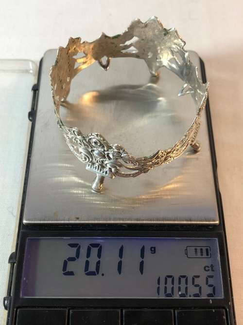 ALBERT BODEMER(GERMANY)  .835 HALLMARKED SILVER AND CUT CRYSTAL TRINKET / RING DISH