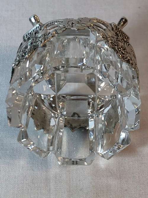 ALBERT BODEMER(GERMANY)  .835 HALLMARKED SILVER AND CUT CRYSTAL TRINKET / RING DISH