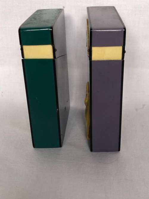 WOW !!! AMAZING PAIR OF ART DECO BAKELITE PLAYING CARD HOLDERS - BOTH IN EXCELLENT CONDITION