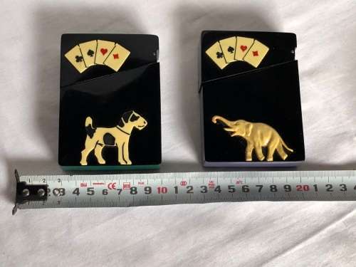 WOW !!! AMAZING PAIR OF ART DECO BAKELITE PLAYING CARD HOLDERS - BOTH IN EXCELLENT CONDITION
