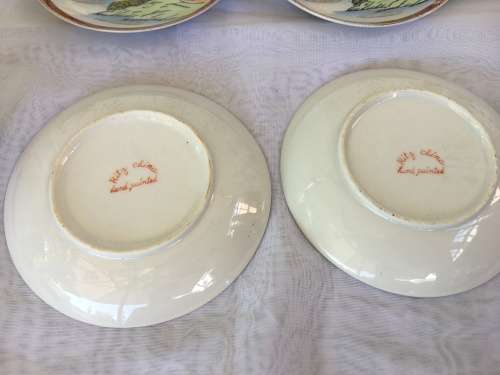 Lot Oriental Ritz China Hand Painted Marked Geisha Lithophane Demitasse Cups & Saucers