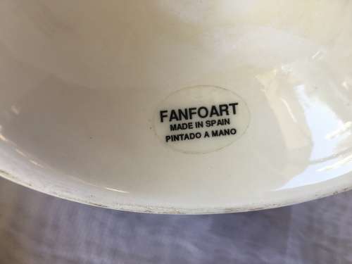 Vintage Fanfoart Made in Spain Pintado A Mano Glazed Pottery