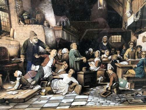 BREATHTAKING !!! H. COREWIJN - AMAZING DETAILED WATERCOLOR PAINTING DATED 1938 - FRAMED BEHIND GLASS