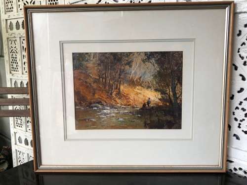 INVESTMENT ART !!! MEL BRIGG (SA 1950 -) BEAUTIFUL AUTUMN LANDSCAPE OIL PAINTING - FRAMED