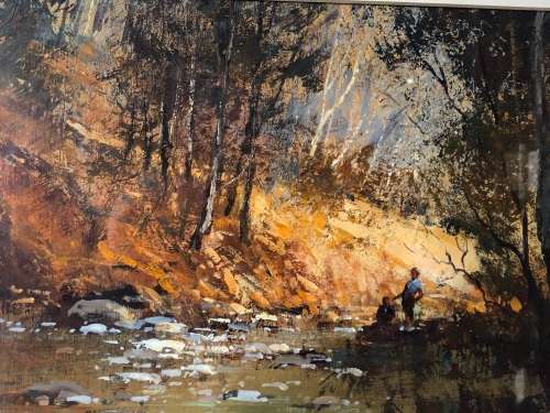 INVESTMENT ART !!! MEL BRIGG (SA 1950 -) BEAUTIFUL AUTUMN LANDSCAPE OIL PAINTING - FRAMED
