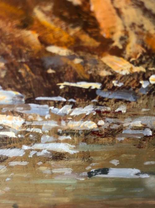 INVESTMENT ART !!! MEL BRIGG (SA 1950 -) BEAUTIFUL AUTUMN LANDSCAPE OIL PAINTING - FRAMED