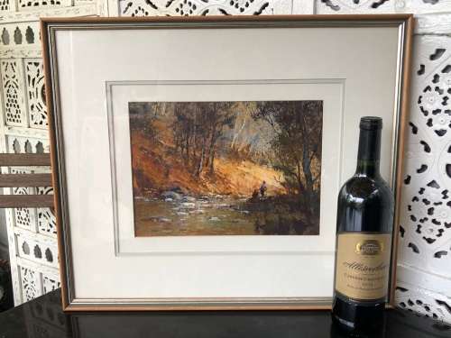 INVESTMENT ART !!! MEL BRIGG (SA 1950 -) BEAUTIFUL AUTUMN LANDSCAPE OIL PAINTING - FRAMED