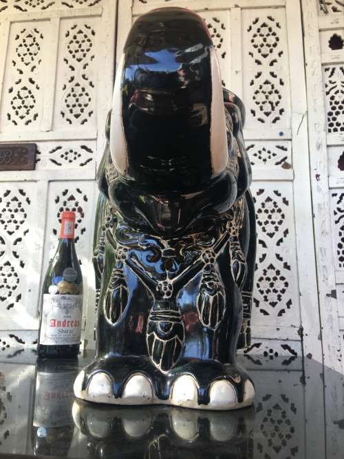 Antique Chinese Pierced Ceramic Black and White Round Top Garden Elephant stool/plant stand