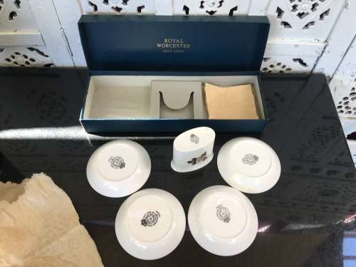 Vintage Royal Worcester Fine Bone China 5 Piece Porcelain Box Set