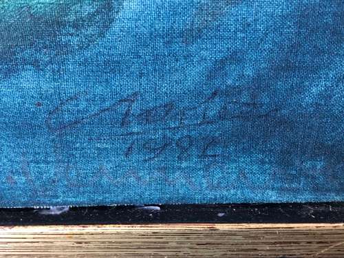 INVESTMENT ART !! PETER CLARKE (1929 - 2014) OIL ON CANVAS OF THISTLES DATED 1982 - MOUNTED TO BOARD
