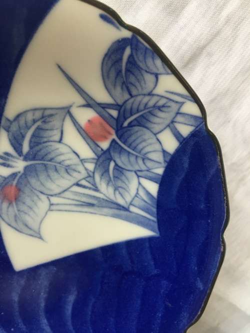 2 Small Vintage Japanese  Kochi Gama Arita Blue Plates
