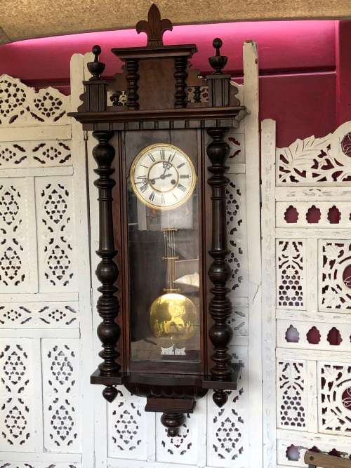c1894 - LARGE GUSTAV BECKER SILESIA CHIMING WALL CLOCK - WORKING 100 - P54 MOVEMENT