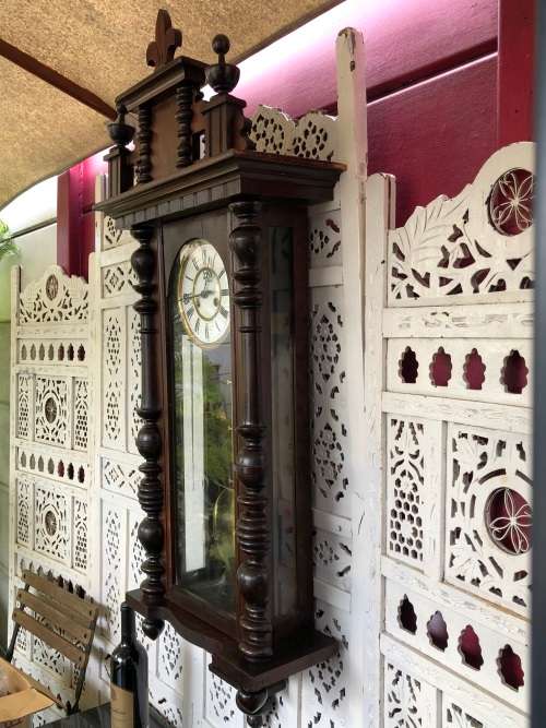 c1894 - LARGE GUSTAV BECKER SILESIA CHIMING WALL CLOCK - WORKING 100 - P54 MOVEMENT