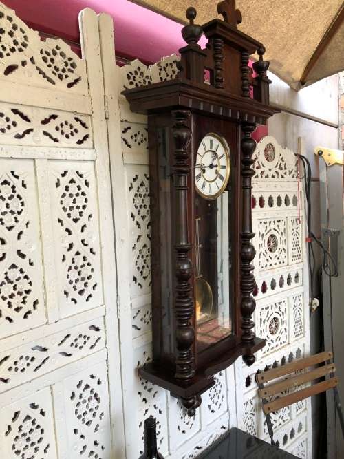 c1894 - LARGE GUSTAV BECKER SILESIA CHIMING WALL CLOCK - WORKING 100 - P54 MOVEMENT