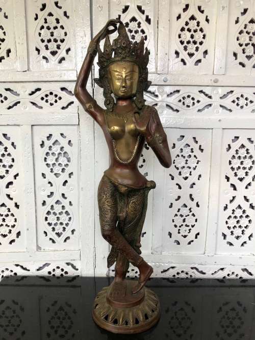 INVESTMENT PIECE !!! FANTASTIC LARGE HEAVY DANCING SHIVA THAI CAST BRONZE STATUE - COLD PAINTED