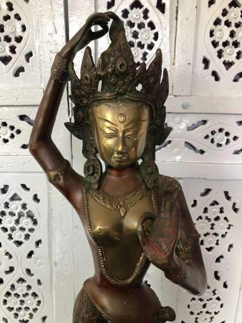 INVESTMENT PIECE !!! FANTASTIC LARGE HEAVY DANCING SHIVA THAI CAST BRONZE STATUE - COLD PAINTED