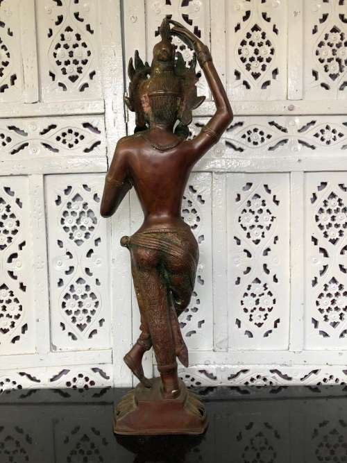 INVESTMENT PIECE !!! FANTASTIC LARGE HEAVY DANCING SHIVA THAI CAST BRONZE STATUE - COLD PAINTED