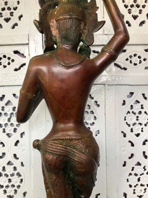 INVESTMENT PIECE !!! FANTASTIC LARGE HEAVY DANCING SHIVA THAI CAST BRONZE STATUE - COLD PAINTED