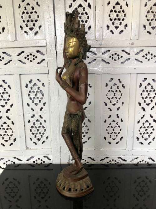 INVESTMENT PIECE !!! FANTASTIC LARGE HEAVY DANCING SHIVA THAI CAST BRONZE STATUE - COLD PAINTED