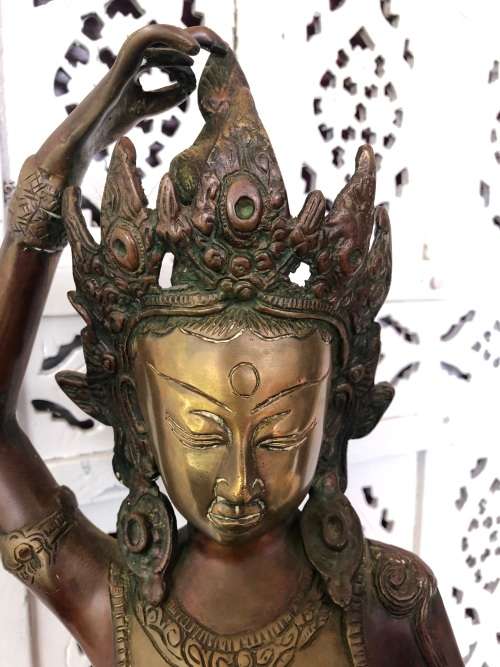 INVESTMENT PIECE !!! FANTASTIC LARGE HEAVY DANCING SHIVA THAI CAST BRONZE STATUE - COLD PAINTED