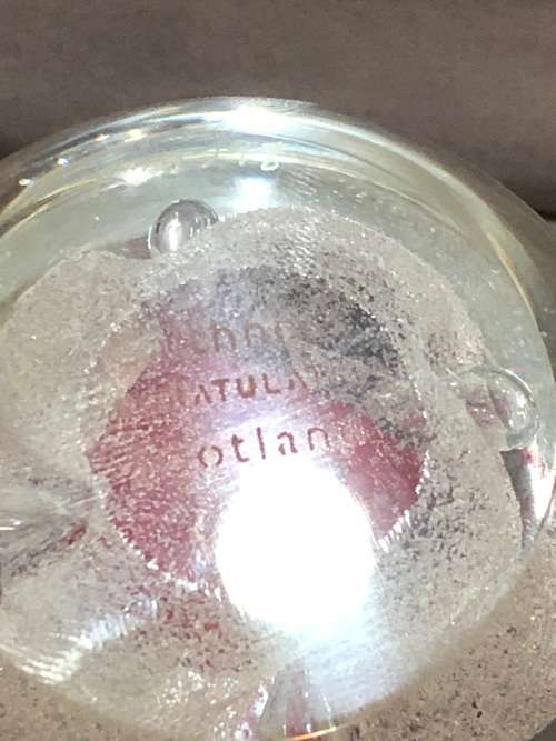 AMAZING PIECE !!!! HAND CRAFTED CAITHNESS PINK GLASS SCOTTISH PAPERWEIGHT - CLEARLY MARKED