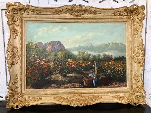 WOW !!! GORGEOUS FRAMED OIL ON CANVAS BOARD LANDSCAPE PAINTING - SIGNED FRANKI