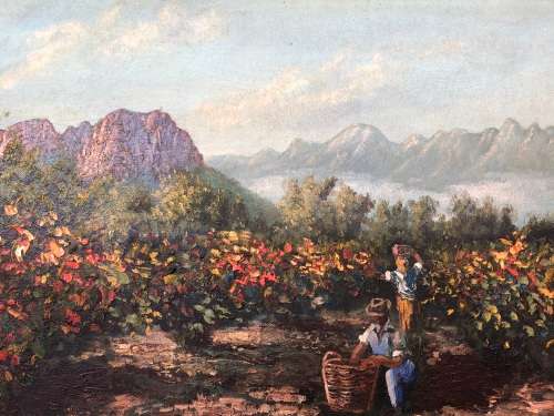 WOW !!! GORGEOUS FRAMED OIL ON CANVAS BOARD LANDSCAPE PAINTING - SIGNED FRANKI