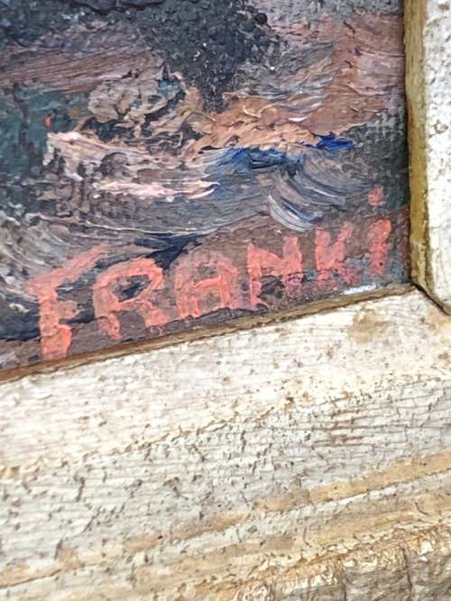 WOW !!! GORGEOUS FRAMED OIL ON CANVAS BOARD LANDSCAPE PAINTING - SIGNED FRANKI