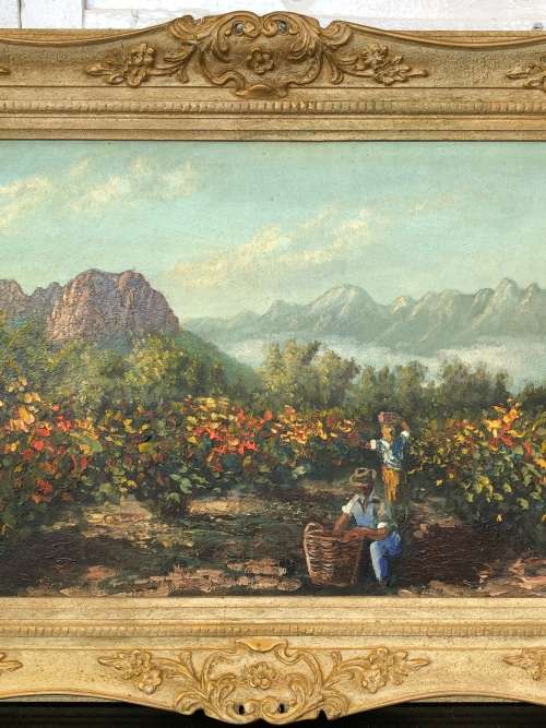 WOW !!! GORGEOUS FRAMED OIL ON CANVAS BOARD LANDSCAPE PAINTING - SIGNED FRANKI