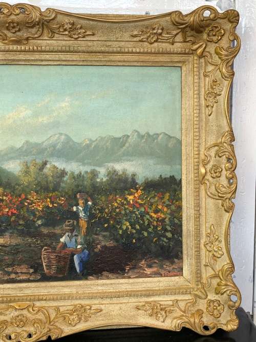 WOW !!! GORGEOUS FRAMED OIL ON CANVAS BOARD LANDSCAPE PAINTING - SIGNED FRANKI
