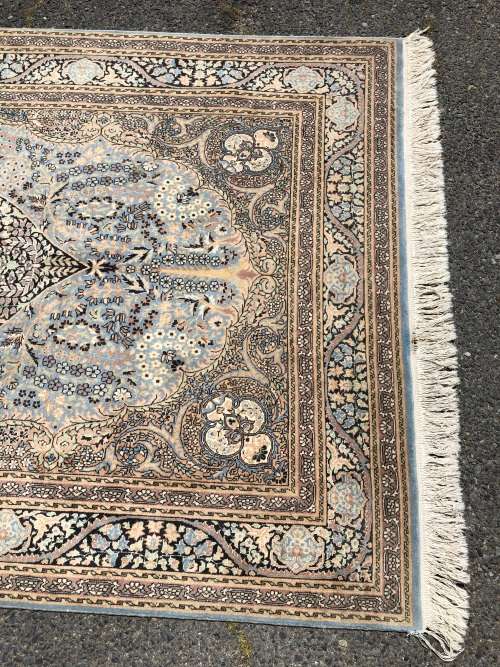 INVESTMENT PIECE ~ AMAZING PART SILK AND LAMBS WOOL ISFAHAN TREE OF LIFE PERSIAN CARPET 220 X 140cm