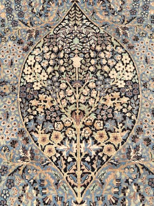 INVESTMENT PIECE ~ AMAZING PART SILK AND LAMBS WOOL ISFAHAN TREE OF LIFE PERSIAN CARPET 220 X 140cm